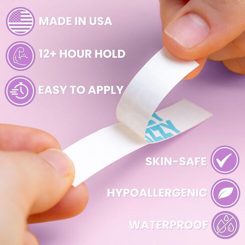 شرائط شريطية قوية جدًا للجسم والملابس من Big Kizzy، شريط أنيق شفاف مزدوج الجوانب للنساء - للملابس أو الفساتين أو الجلد أو القماش أو الحواشي (50 شريطًا) in Kuwait