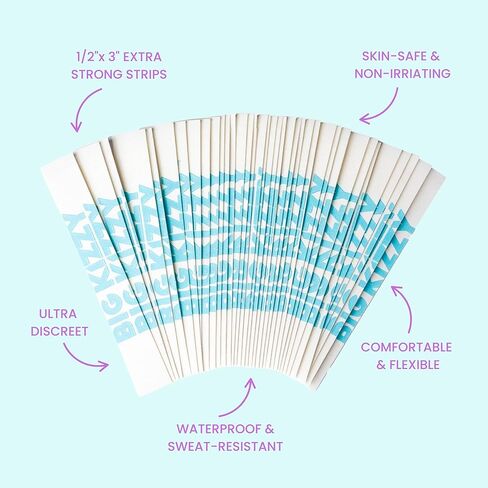 شرائط شريطية قوية جدًا للجسم والملابس من Big Kizzy، شريط أنيق شفاف مزدوج الجوانب للنساء - للملابس أو الفساتين أو الجلد أو القماش أو الحواشي (50 شريطًا) in Kuwait