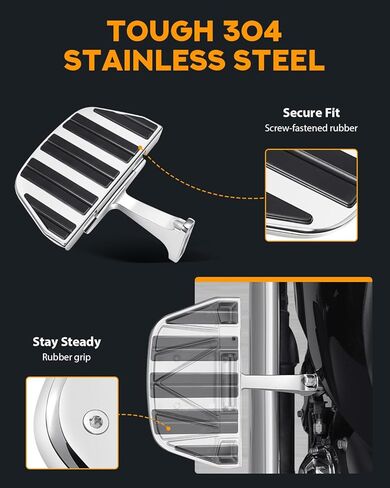 PBYMT Motorcycle Passenger Footboard Floorboard with Mount Bracket Kit Fit for Harley Davidson Touring Road King Street Glide Road Glide Electra Glide Ultra Classic 1993-Later Chrome in Saudi Arabia