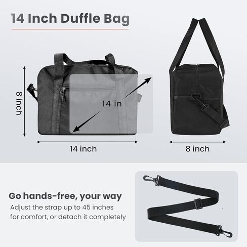 14 inch Small Gym Bag for Women & Men- Mini Duffel Bag Lightweight Carry On Bag Sports Bag for Travel,Sport,Workout-Black in Kuwait