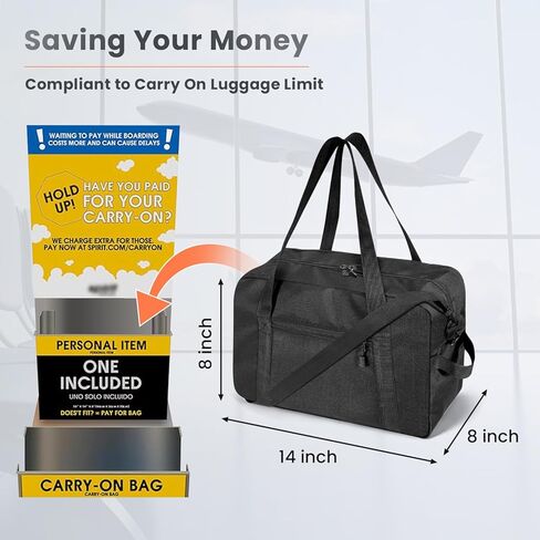 14 inch Small Gym Bag for Women & Men- Mini Duffel Bag Lightweight Carry On Bag Sports Bag for Travel,Sport,Workout-Black in Kuwait