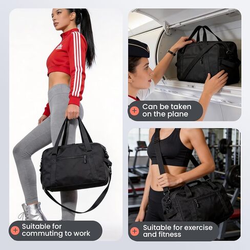 14 inch Small Gym Bag for Women & Men- Mini Duffel Bag Lightweight Carry On Bag Sports Bag for Travel,Sport,Workout-Black in Kuwait