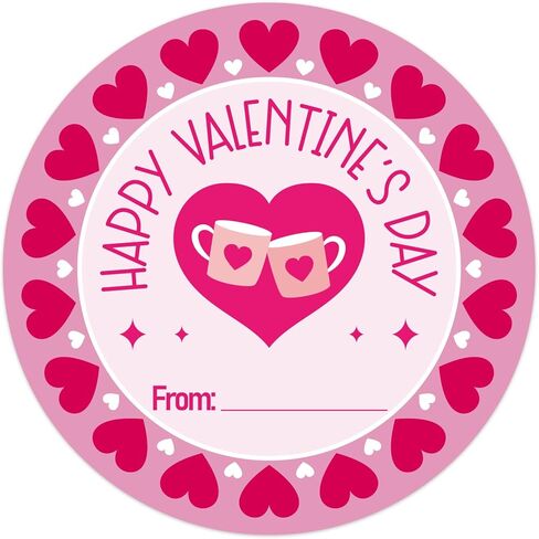 FaCraft 72PCS Valentines Day Stickers - Happy Valentine's Day Sticker Labels Gift Tags Heart Sticker Valentines to from Stickers You Color My World Envelopes Seal Boxes Cards Party Favor Decorations in Saudi Arabia