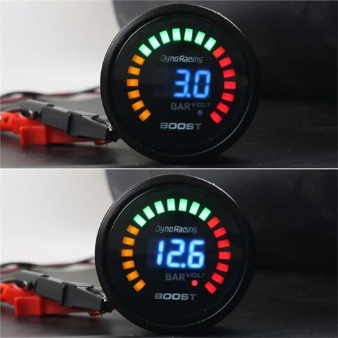 2 بوصة 52 مم 20 LED رقمي أزرق -1-2 بار 12 فولت 20 LED مقياس تعزيز السيارة مع مستشعر BX101450 in Kuwait