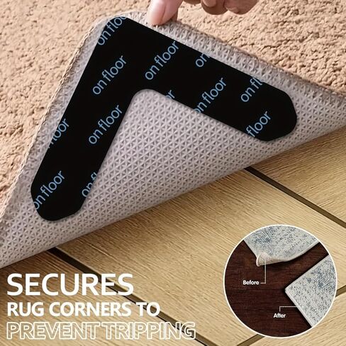 16pcs Non-Slip Rug Tape Grippers – Reusable Washable Carpet Tape for Hardwood Floors & Area Rugs, Keeps Rugs in Place & Corners Flat (16pc) in Saudi Arabia