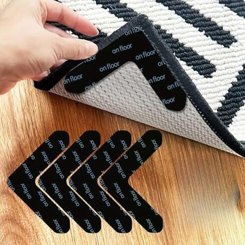 16pcs Non-Slip Rug Tape Grippers – Reusable Washable Carpet Tape for Hardwood Floors & Area Rugs, Keeps Rugs in Place & Corners Flat (16pc) in Saudi Arabia