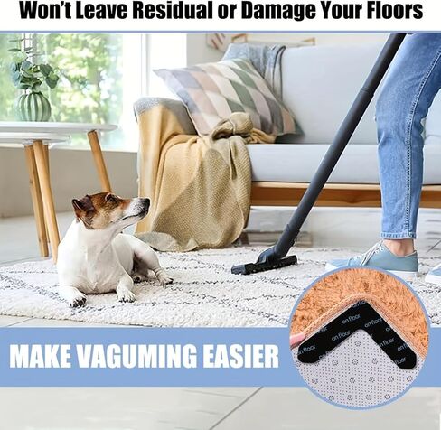 16pcs Non-Slip Rug Tape Grippers – Reusable Washable Carpet Tape for Hardwood Floors & Area Rugs, Keeps Rugs in Place & Corners Flat (16pc) in Saudi Arabia