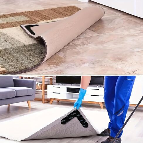 16pcs Non-Slip Rug Tape Grippers – Reusable Washable Carpet Tape for Hardwood Floors & Area Rugs, Keeps Rugs in Place & Corners Flat (16pc) in Saudi Arabia