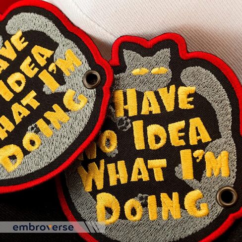 EMBROVERSE Cat Roller Skate Patch - I Have No Idea What I'm Doing - Embroidered Shoe Lace Accessory - Size: 3.5 x 3.7 inches in Saudi Arabia