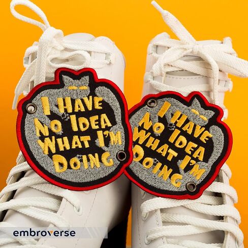 EMBROVERSE Cat Roller Skate Patch - I Have No Idea What I'm Doing - Embroidered Shoe Lace Accessory - Size: 3.5 x 3.7 inches in Saudi Arabia