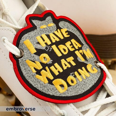 EMBROVERSE Cat Roller Skate Patch - I Have No Idea What I'm Doing - Embroidered Shoe Lace Accessory - Size: 3.5 x 3.7 inches in Saudi Arabia