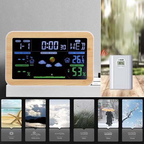 ساعة الطقس LCD في الأماكن المغلقة والخارجية ودرجة الحرارة والرطوبة وتوقعات الطقس على مدار 24 ساعة لغرفة تخزين المرآب in Saudi Arabia