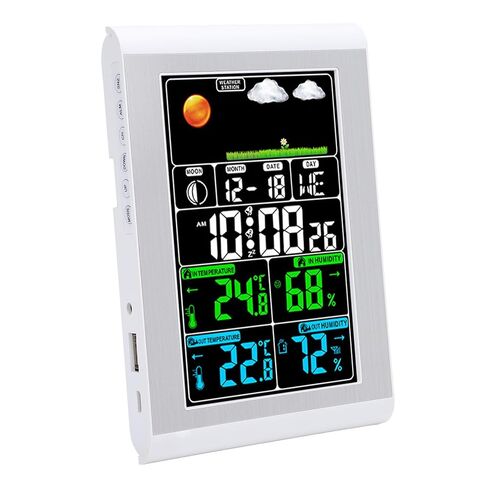 Digital Weather Clock Wall Display Multifunctional Weather Forecast Temperature Humidity Meter for Indoor Outdoor Garden Monitoring in Saudi Arabia