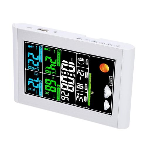 Digital Weather Clock Wall Display Multifunctional Weather Forecast Temperature Humidity Meter for Indoor Outdoor Garden Monitoring in Saudi Arabia