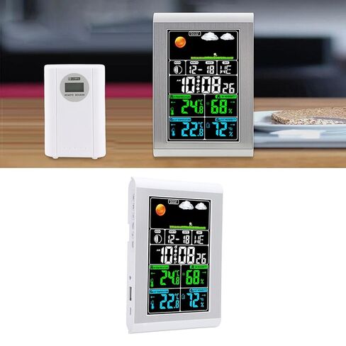 Digital Weather Clock Wall Display Multifunctional Weather Forecast Temperature Humidity Meter for Indoor Outdoor Garden Monitoring in Saudi Arabia