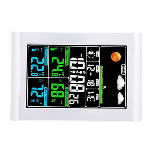 Digital Weather Clock Wall Display Multifunctional Weather Forecast Temperature Humidity Meter for Indoor Outdoor Garden Monitoring in Saudi Arabia