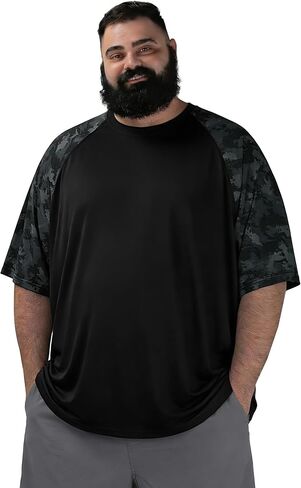 BRISIRA Mens Big and Tall Swim Shirt Sun Protection UPF 50+ Rash Gard Raglan Quick Dry T-Shirt Ultra-Soft & Moisture-Wicking in Saudi Arabia