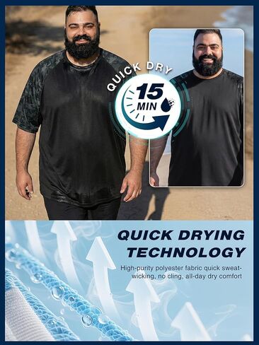 BRISIRA Mens Big and Tall Swim Shirt Sun Protection UPF 50+ Rash Gard Raglan Quick Dry T-Shirt Ultra-Soft & Moisture-Wicking in Saudi Arabia