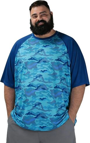 BRISIRA Mens Big and Tall Swim Shirt Sun Protection UPF 50+ Rash Gard Raglan Quick Dry T-Shirt Ultra-Soft & Moisture-Wicking in Saudi Arabia