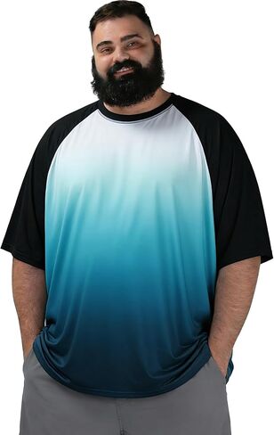 BRISIRA Mens Big and Tall Swim Shirt Sun Protection UPF 50+ Rash Gard Raglan Quick Dry T-Shirt Ultra-Soft & Moisture-Wicking in Saudi Arabia