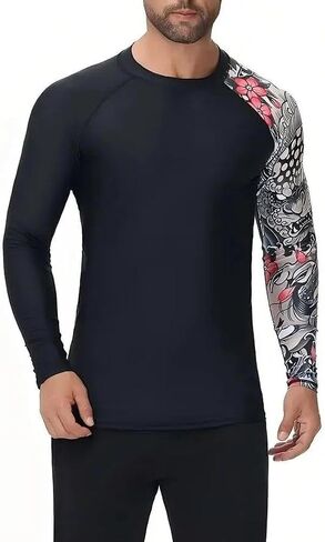 Men’s Long Sleeve Skins Surf Rash Guard Shirt, Sun Protection Compression Shirt for Surfing and Water Sports in Saudi Arabia