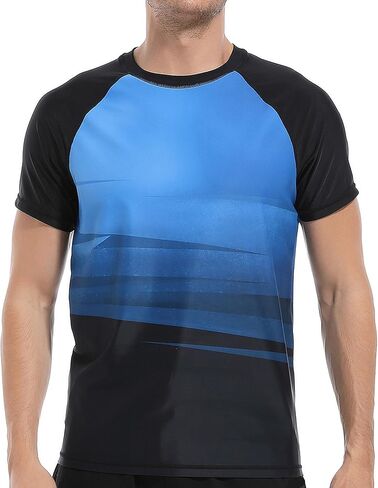 Men's Swim Shirts Rash Guard Short Sleeve UV Protection Quick Dry Shirts UPF 50+ Fishing Beach T-Shirts in Saudi Arabia