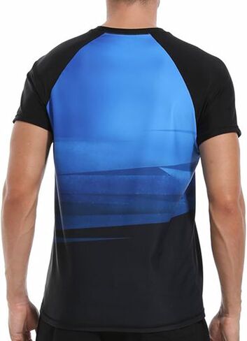 Men's Swim Shirts Rash Guard Short Sleeve UV Protection Quick Dry Shirts UPF 50+ Fishing Beach T-Shirts in Saudi Arabia
