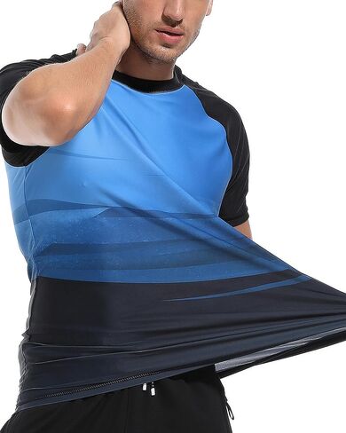 Men's Swim Shirts Rash Guard Short Sleeve UV Protection Quick Dry Shirts UPF 50+ Fishing Beach T-Shirts in Saudi Arabia