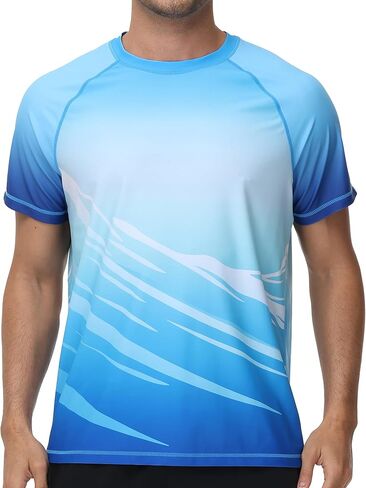 Men's Swim Shirts Rash Guard Short Sleeve UV Protection Quick Dry Shirts UPF 50+ Fishing Beach T-Shirts in Saudi Arabia