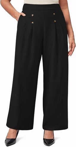 Eytino Womens Plus Size Wide Leg Dress Pants High Waisted Pleated Business Casual Trouser Office Work Palazzo Pants(1X-5X) in Saudi Arabia
