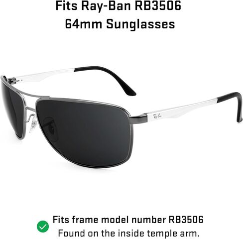 عدسات بديلة Revant للنظارات الشمسية Ray-Ban RB3506 مقاس 64 مم - كروم أسود مستقطب مستقطب النخبة in Saudi Arabia