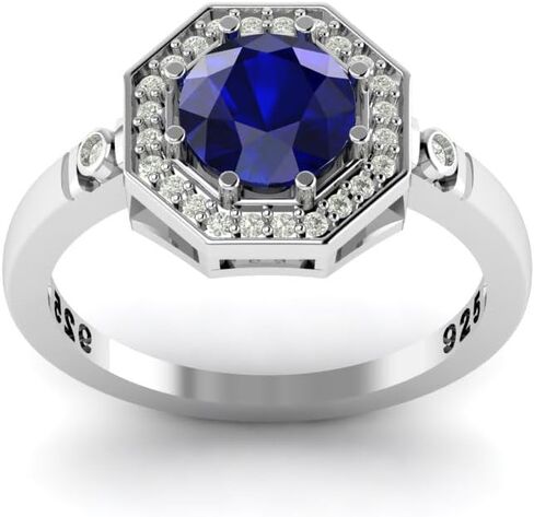 7.50 Carat Natural Blue Sapphire Gemstone Art Deco Halo Birdal Surprise Gift For Her in Saudi Arabia