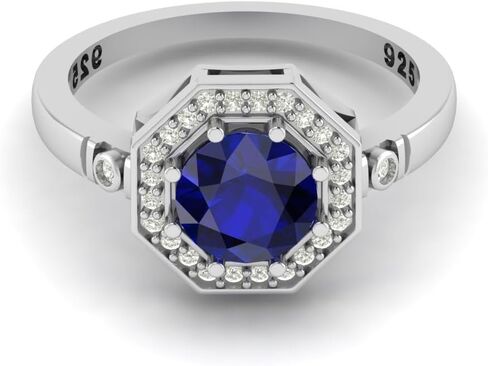 7.50 Carat Natural Blue Sapphire Gemstone Art Deco Halo Birdal Surprise Gift For Her in Saudi Arabia