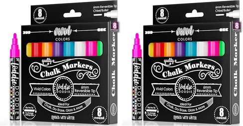 Loddie Doddie Liquid Chalk Markers for Chalkboard - 6mm Reversible Chisel and Bullet Tips, Chalkboard Markers Erasable, Macaron Pastel Chalk Pens 8 Count in Kuwait