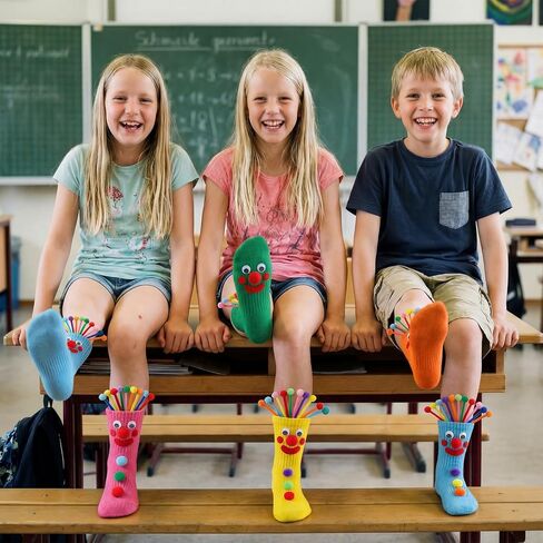 Crazy Funny Socks Kit DIY 6 Pairs Crazy Silly Socks 200 Pipe Cleaners 200 Wiggle Eyes 150 Pom-poms 100 Days of School DIY Silly Novelty Craft for Spirit Week Down Syndrome Day in Saudi Arabia