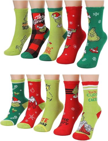 Bioworld Dr Seuss The Grinch Max AOP 10-Pack Youth Casual Crew Socks in Saudi Arabia