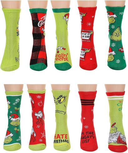 Bioworld Dr Seuss The Grinch Max AOP 10-Pack Youth Casual Crew Socks in Saudi Arabia