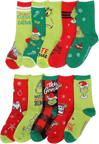 Bioworld Dr Seuss The Grinch Max AOP 10-Pack Youth Casual Crew Socks in Saudi Arabia