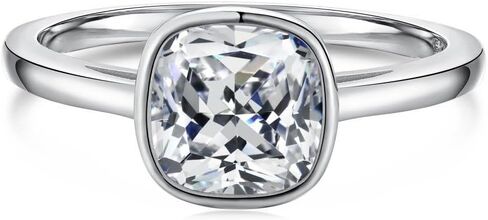 18K White/Gold Plated 1CT Cushion Cut Lab Grown Diamond Ring for Women, D Color VVS1 Clarity Simulated Rings Eternity Promise Ring for Wedding Engagement Anniversary in Saudi Arabia