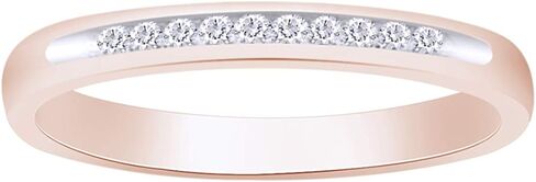 Natural Diamond Anniversary Accent Wedding Band Ring in 14K Gold Plated 925 Sterling Silver (0.06 cttw, I-J Color, I2-I3 Clarity) in Saudi Arabia