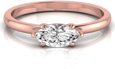 IGI Certified 1 قيراط Marquise Lab Grown Diamond (G, VVS2) 14K Gold East West Solitaire خاتم الخطوبة الذكرى السنوية للنساء in Kuwait