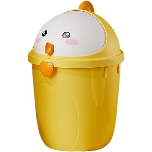 Cute Chick-Shaped Trash Can with Lid, Large Mini Desk Trash Bucket, Cartoon Waste Paper Bin for Home and Office Storage in Saudi Arabia