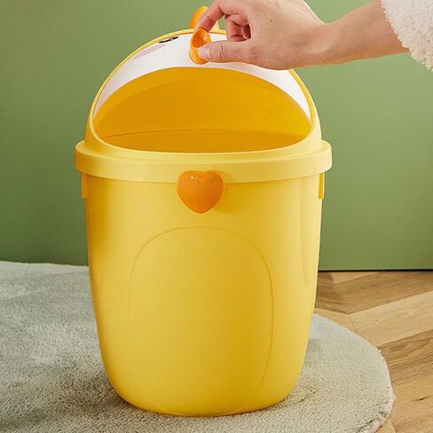 Cute Chick Shape Garbage Can with Lid Large Cartoon Desktop Small Waste Basket for ’ Room Home Office Trash Container in Saudi Arabia