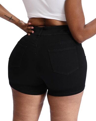 Plus Size Jean Shorts for Curvy Women Stretchy 3.5" Inseam Comfort High Waisted Denim Shorts in Kuwait