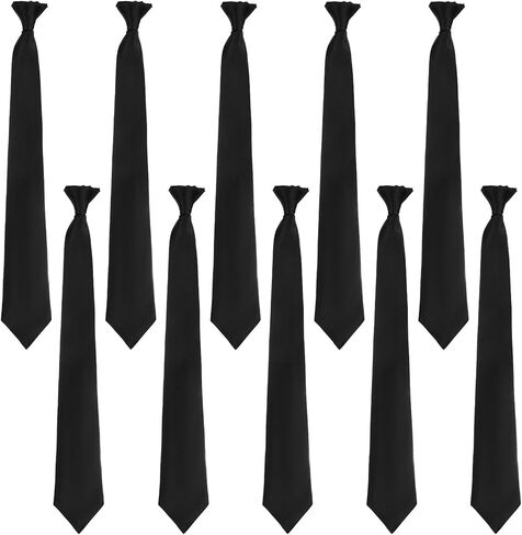 10 PCS Clip on Tie for Men 20 inch Solid Skinny Formal Neck Tie Pretied for Office School Wedding Business Uniforms in Saudi Arabia