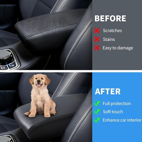 Center Console Cover Compatible with Jeep Grand Cherokee 2011-2021 Accessories, Premium Leather Armrest Cover Pad, Car Middle Console Lid Cover (Black) in Saudi Arabia