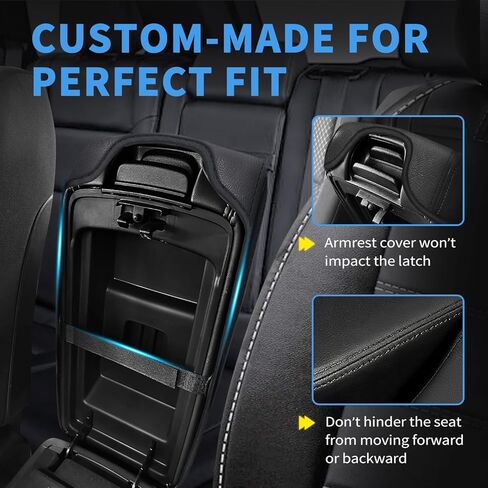 Center Console Cover Compatible with Jeep Grand Cherokee 2011-2021 Accessories, Premium Leather Armrest Cover Pad, Car Middle Console Lid Cover (Black) in Saudi Arabia