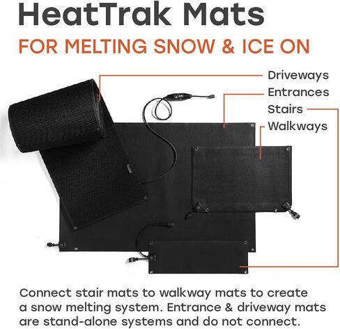 حصائر ذوبان الثلوج المُدفأة من HeatTrak للمداخل - حصائر خارجية مُدفأة - حصائر ذوبان الثلوج لإزالة الثلوج في فصل الشتاء - منتجات موثوقة لذوبان الثلوج والجليد - حصائر مدخل تسخين مانعة للانزلاق (24 بوصة × 36 بوصة) in Kuwait