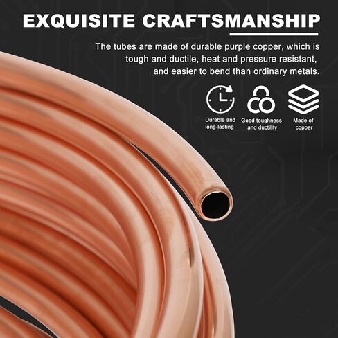 72" Oil Pressure Gauge Tubing Kit, Copper Tube Threaded Brass Parts & Seal Tape for Pressure Gauges, Universal Mechanical Oil Gauge Line Tubing Install Kit w/Fittings in Saudi Arabia