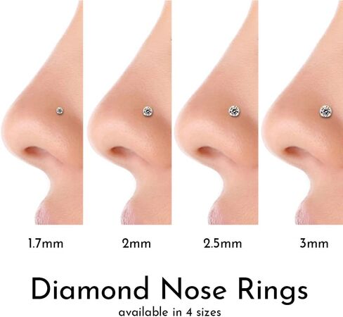 FreshTrends I1 2.5mm 0.06 ct. tw Diamond 14K White Gold Bone Nose Ring 18G in Saudi Arabia